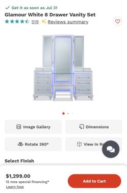 Vanity w/storage stool & lights