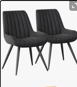 Set of 4 Black Upholstered Dining Chairs