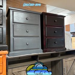 Three Drawer Grey Pinewood Nightstand Chest Cajonera Comoda Nueva 