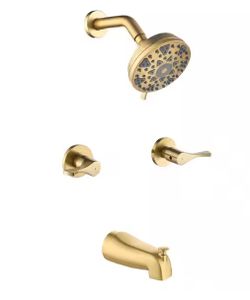 Difeni 2 Handles Shower Faucet Set with Tub Spout Bathtub Shower Faucet Combo Set Shower System Complete Tub and Shower Trim Kit Wall Mounted Shower F