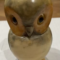 Owl -Vintage Genuine Alabaster Hand Carved Owl Figurine Paper Weight Made in Italy