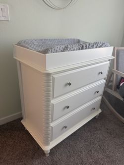 White Baby Dresser with Changing Table