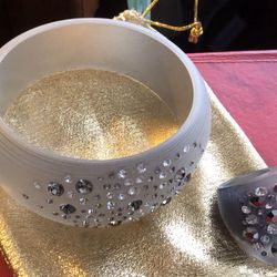 Chunky Lucite Bracelet With Crystals And Ring