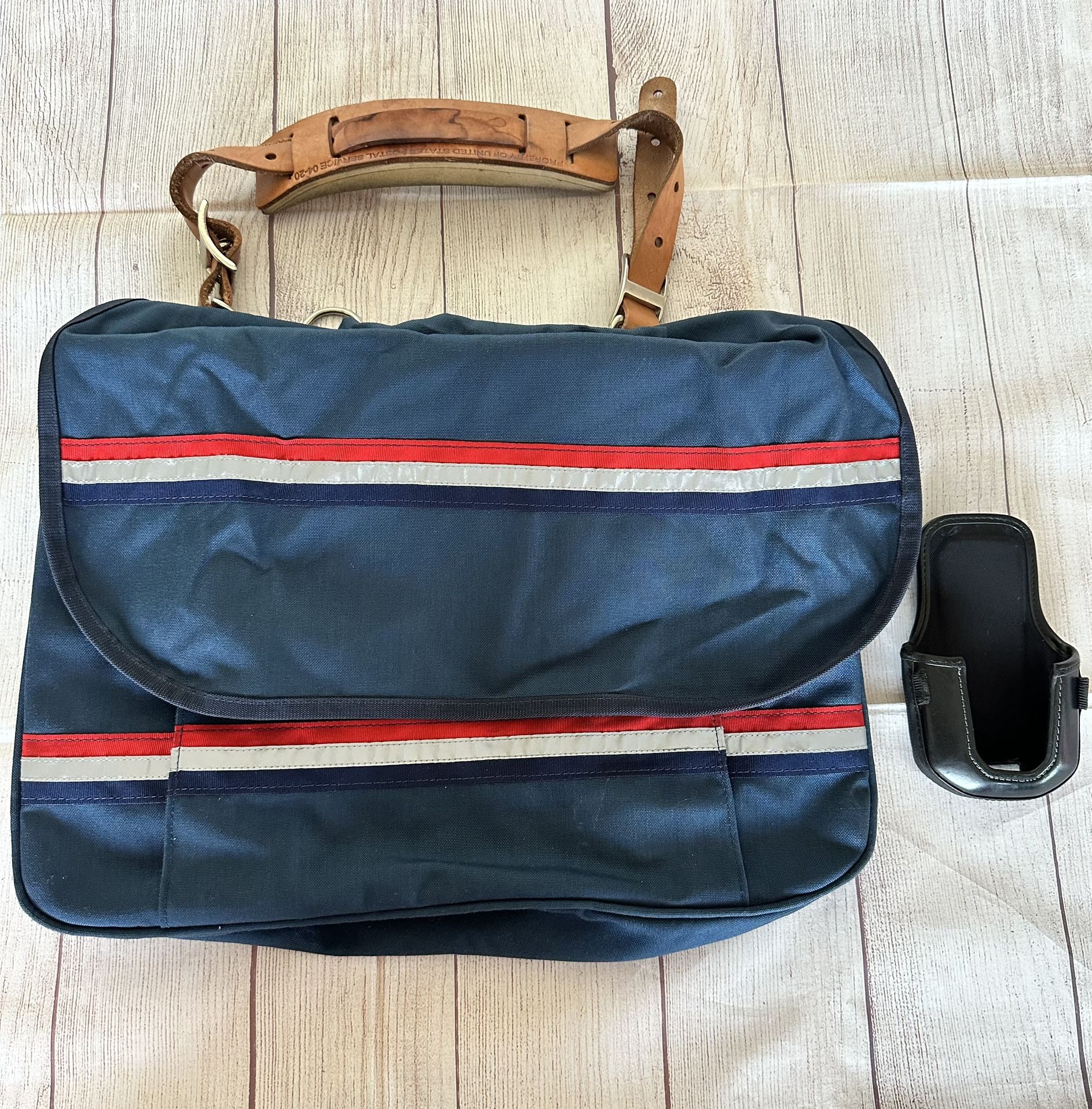 USPS Mail Carrier Bag Satchel With Leather Strap and Scan Holder