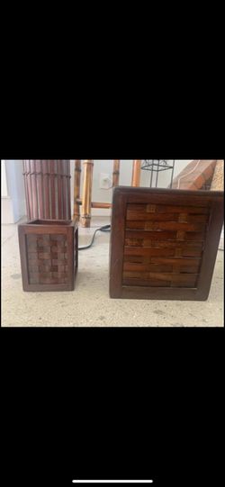 Boho rattan tissue box holder and pencil box holder can also be used to hold makeup brushes etc