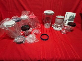 25 Pcs TURBO CHOPPER & ACCESSORIES - 4 LARGE, 4 SMALL CUPS, LIDS, RIMS, Blades