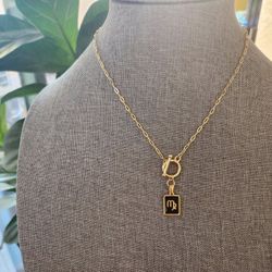 Gold Zodiac "Virgo" Toggle Necklace