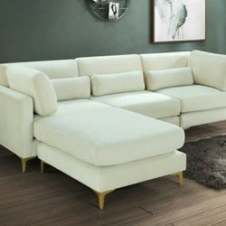 Julia Velvet Modular Reversible Cream Sectional

