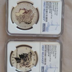 2023 Morgan and Peace Dollars Reverse Proof 2 Coin Set NGC PR70 