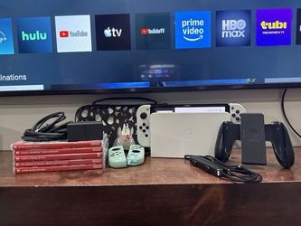 Nintendo Switch OLED Bundle w/5 Games + Extras | Excellent Condition