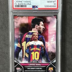 2025-26 Topps Now FC Barcelona Lamine Yamal Lionel Messi #2 PSA 10