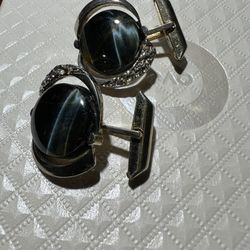 PURE STERLING SILVER EYE TIGER CUFFLINKS 