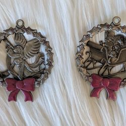 Vintage Gloria Duchin 1991 Ornaments Wreaths Sleigh + Angel Christmas 