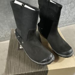 Sorel Slim Shortie Boots Womens 9.5 Black Leather Waterproof Mid-Calf 