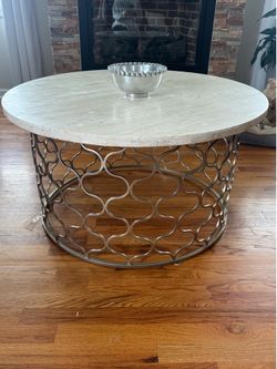 36” round stone coffee table