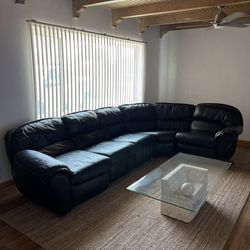 American leather mid century post modern black sectional couch sofa reclining
