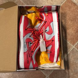 Off White University Red Dunk Low Size 9.5 Men Lightly Used