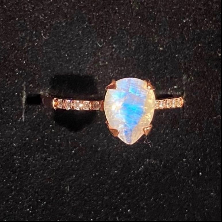 Moonstone Rose Gold Ring S925 Sz 8 & 9