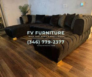 Brand New! Double Chaise Velvet Elegant Sectional! Same Day Delivery !