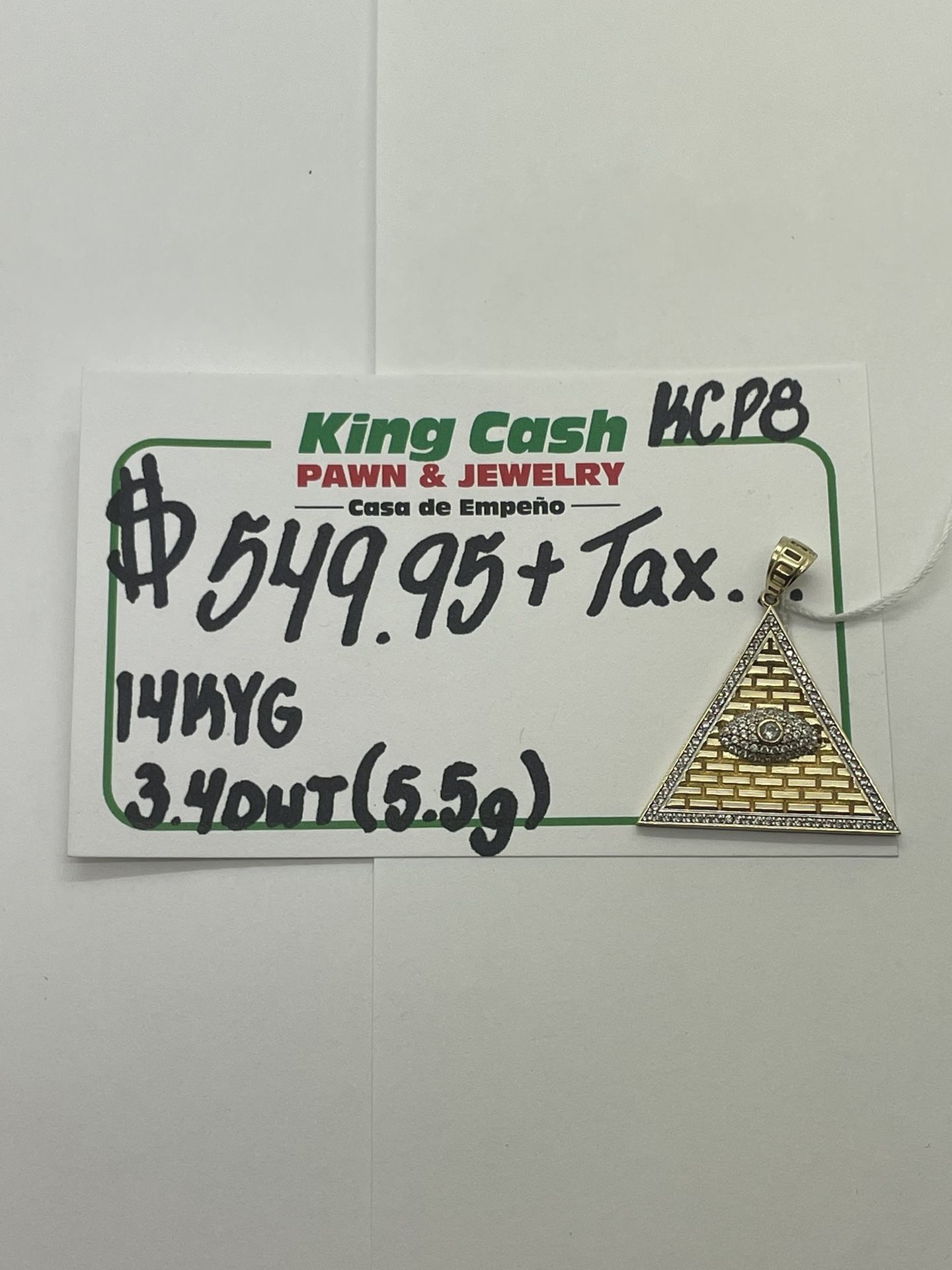 PYRAMID PENDANT 14KT YELLOW GOLD, 5.5 GRAMS.