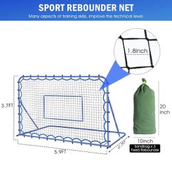 Soccer Rebounder Net 5.9FT x 3.7FT for Kids, Teens & Adults