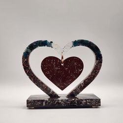 LuxeHeart Orgonite Sculpture – EMF Protection and Energy Transmuter – One-of-a-Kind Heart Art Piece

