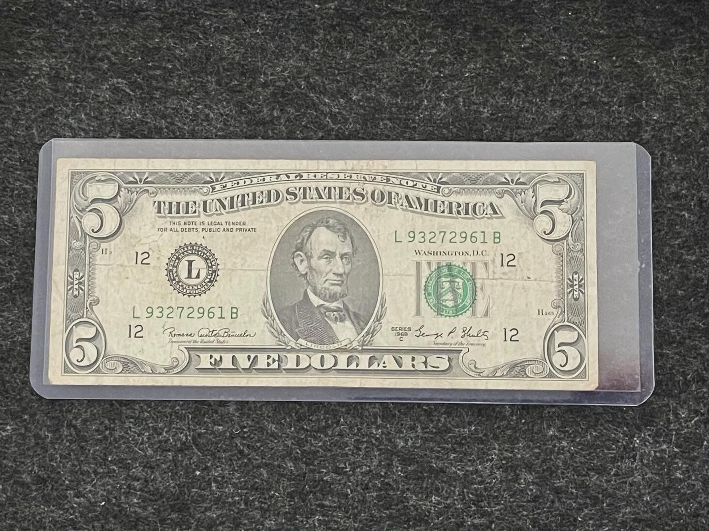 1969C Lincoln $5 Dollar Federal Note