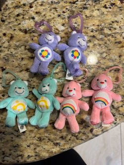 Antique care Bears 2005 Burger King Mini Plush Clip-On Keychains Set of 6