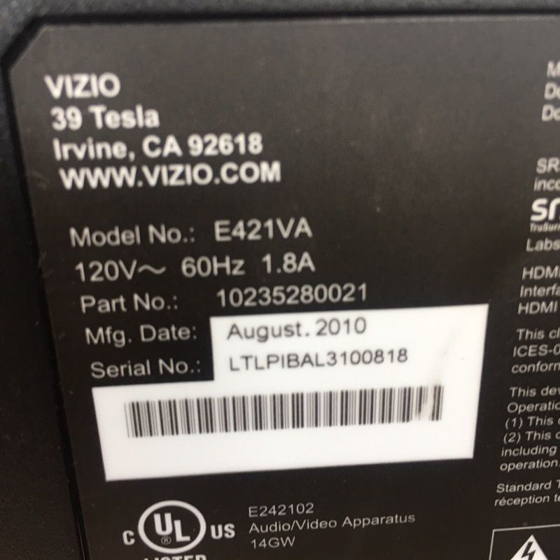 Vizio E421VA 42" 1080p LCD HDTV With Remote Control