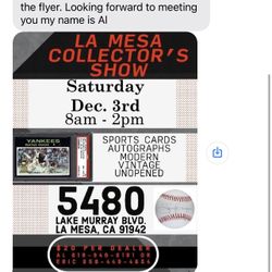 Sports card show Tommorow Saturday december 3rd