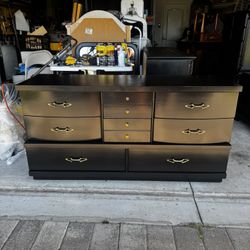Bassett Black Dresser With Gold Handles