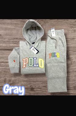 Grey Ralph Lauren Polo pullover jogging suits