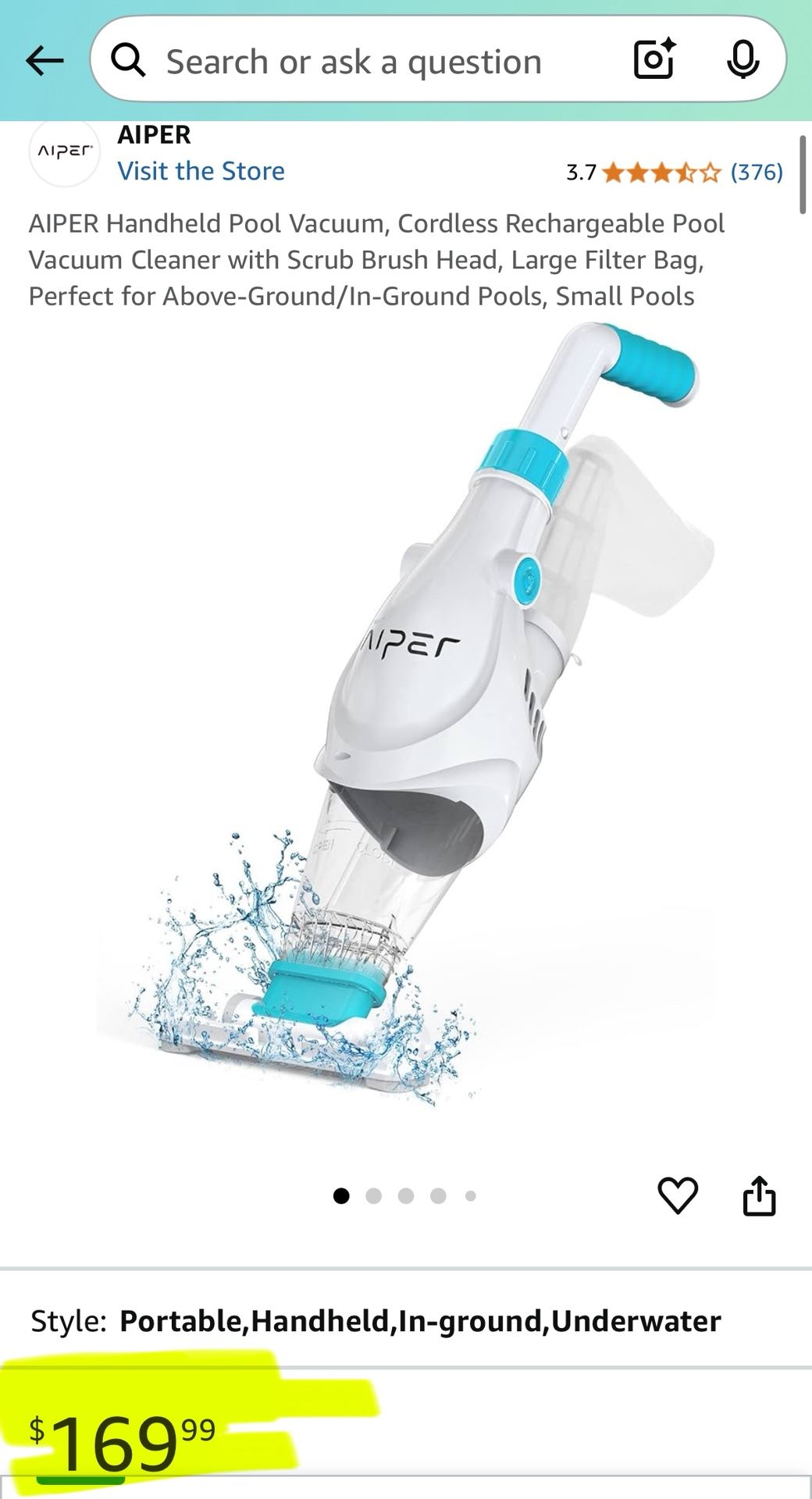 BRAND NEW - AIPER PILOT H1 Cordless Pool Vacuum! NEVER USED! 