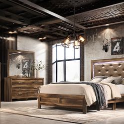 NEW QUEEN LED YASMINE BEDROOM SET ! BED FRAME , CHEST, DRESSER MIRROR , N.STAND! MINAS HOME FURNITURE ! 851 Van Houten Ave Clifton NJ 07013
