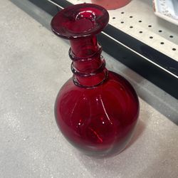 Vintage Red Glass Vase Or Wine Holder 