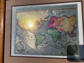 Nova Totius Terrarum Orbis Geographica 1638 Matthaus Merian Historical Map Gold