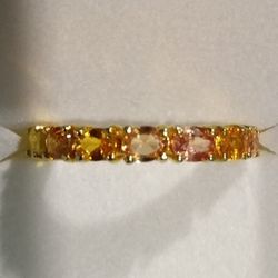 So Pretty 😍 Genuine Sapphire 🆕 14k Yellow Gold Size 6.25 Band Ring 💍!