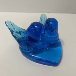Pair Of Glass Bluebird Of Happiness Figurine (Signed Leo Ward & Dated 1991)
