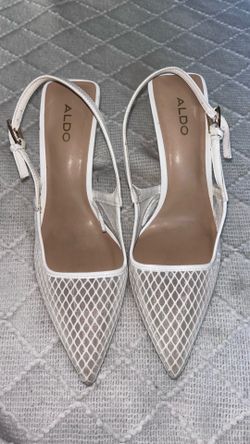Also Elouise White Mesh Pointed Toe Slingback Heels Size 7.5