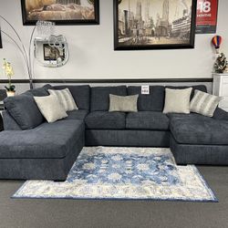 Navy Sofa Sectional w/ Double Chaise 🇺🇸American Made🇺🇸