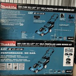NEW Makita 18V X2 (36V) LXT 21" Cordless Self-Propelled Lawn Mower w/4 Batteries