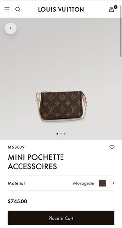 Auth Louis Vuitton Monogram Mini Pochette Accessoires Pouch M58009