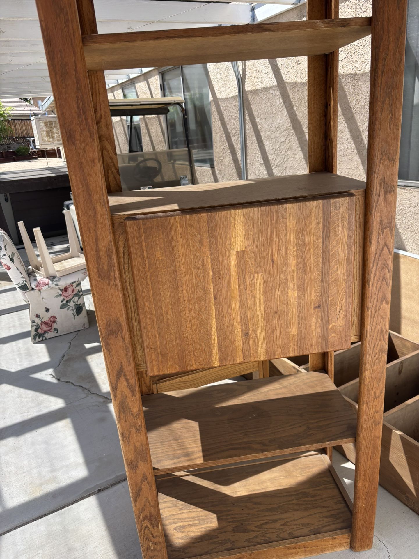 Solid Oak Shelf With Cabinet