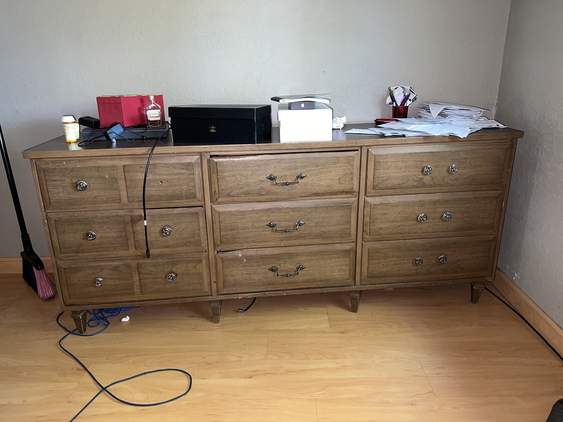 Brown Wood 9 Drawer Dresser