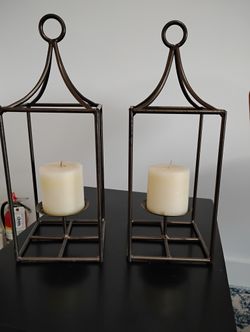 Set Of Two  Beautiful Candle Holders With Candles Included 