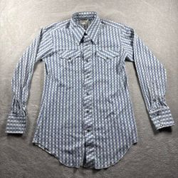 True Vintage H Bar C Shirt Mens S Plaid Western Pearl Snap Sawtooth Pockets#2740