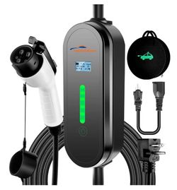 Brand New Portable EV Charger Level 1 & 2, 110V-240V, 8-16A Adjustable, NEMA 6-20 Plug /5-15 Adapter