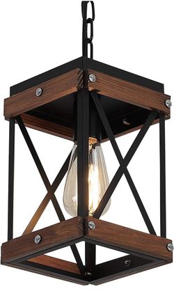 Hanging Rustic Wooden Light Fixture