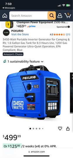 POXURIO 3450W Portable Inverter Generator – Like New