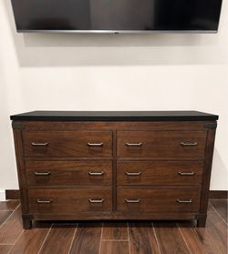 Riverside 6-Drawer Wood Dresser with Black Top